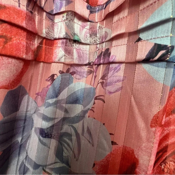 New Adelyn Rae Emmie Pleated Midi Dress in Desert Coral Size XS Metallic Flutter - Picture 7 of 15